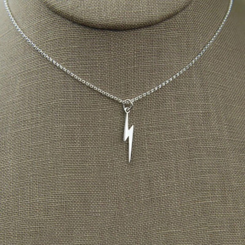 Silver Lightning Bolt Dainty Necklace